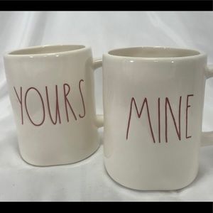 Rae Dunn set of 2 Coffee Mugs Yours Mine